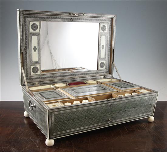 A 19th century Anglo Indian ivory and sadeli work box, 17in.